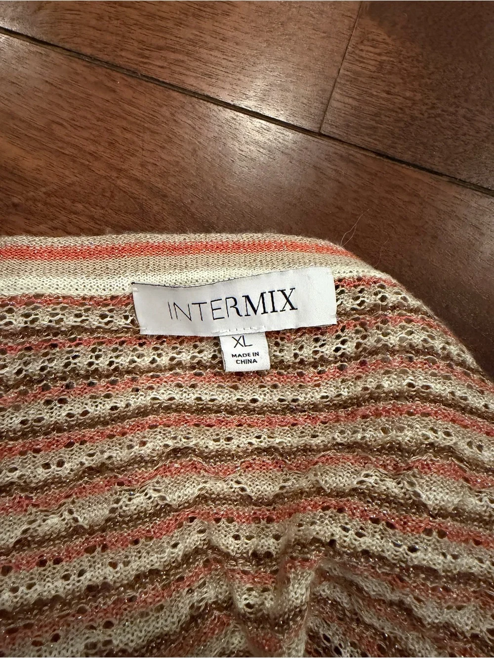 Intermix Glitter Orange Cream and Tan Cropped Knit Cardigan